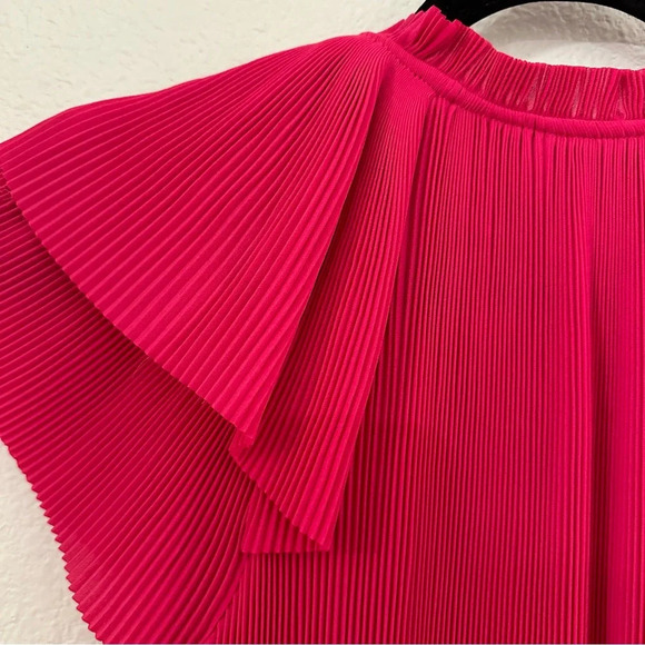 New NWT J.McLaughlin Aisha Dress in pink size XS pleated midi dress Carmine Rose - Picture 7 of 9